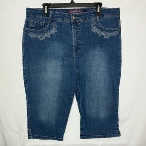 Women’s Floral Embroidered Denim Bermuda Shorts